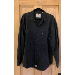 LEVI'S Vintage 1995 Red Tab Metal Button 90s Denim Shirt Size XL Black AN EXC